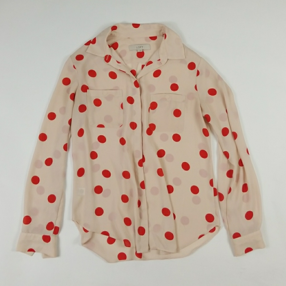 Ann Taylor LOFT Polka Dot Blouse - Small